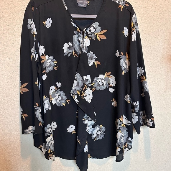 Van Heusen Blue Asymmetrical Tie Front Blouse - Picture 4 of 7